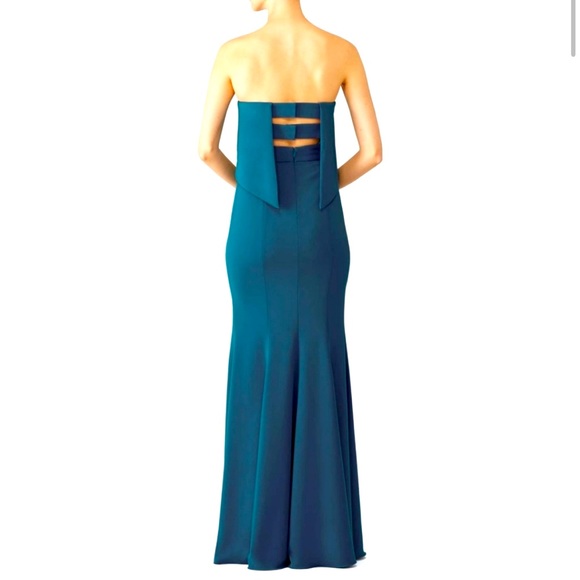 Jay Godfrey Clark Dress strapless  teal floor length gown size 2 - Picture 2 of 4